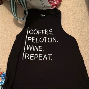 Black Sleeveless Tank Top with Bold White Text